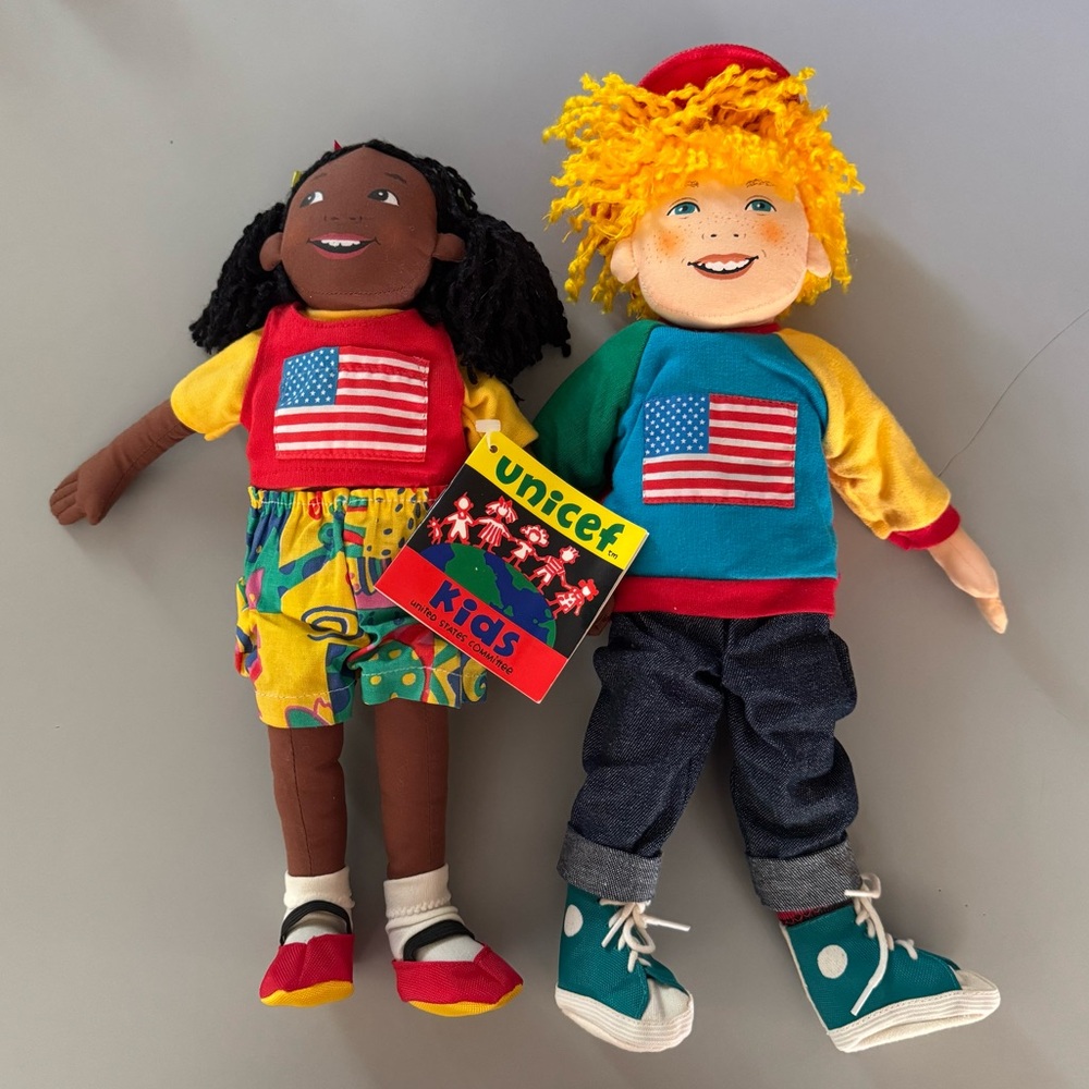 “UNICEF Kids” Soft Doll USA Boy & USA Girl 14”